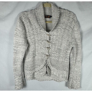 Tivoli of Ireland Gray Knit Cardigan Sweater EUC Women's Size S, Linen / Cotton